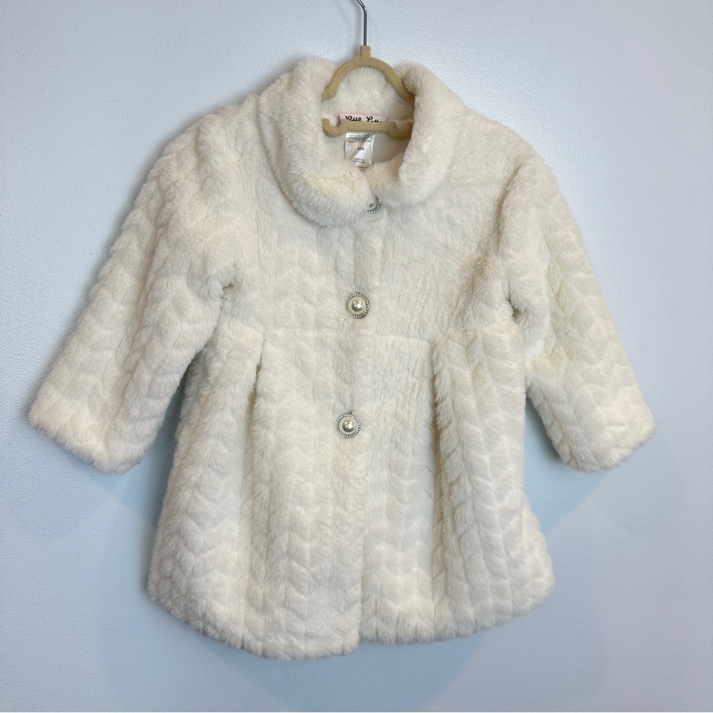 Little Lass Pearl Like‎ Buttons Faux Fur Toddler Coat 18 month